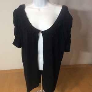 I.N.C. Black flower trimmed bolero sweater